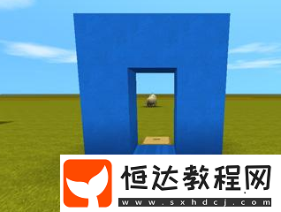 迷你世界隱藏透明門制作教程：藍色硬沙塊與木圍欄門的完美搭配